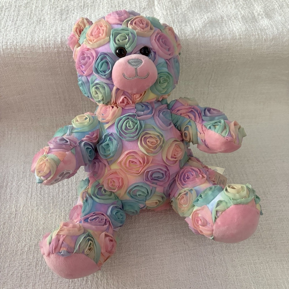 BUILD A BEAR Pastel Rosettes 2022 Roses Bouquet Bear Plush BAB Stuffed Animal